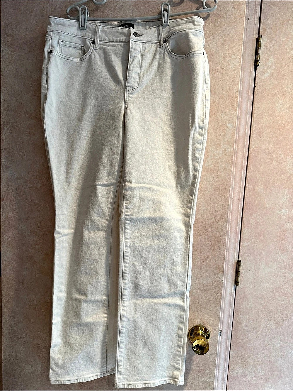 NYDJ Marilyn Straight Leg Jeans in Off White Waist 12